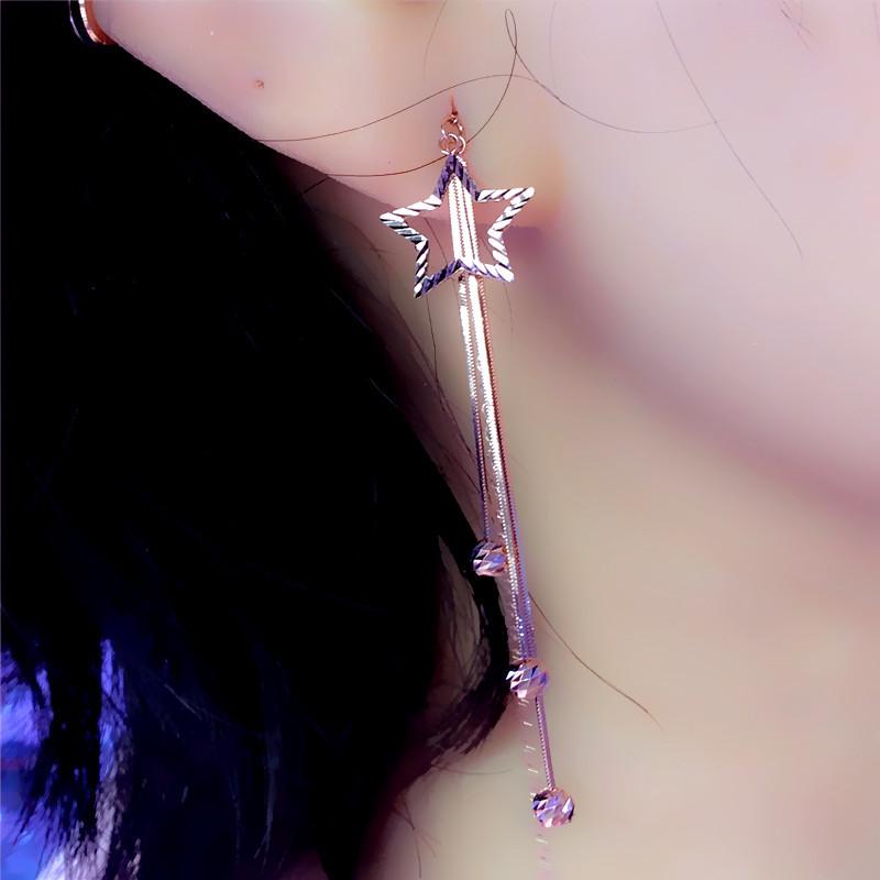 Color Gold-Plated Rose Gold Long Pentagram Snake Bone Fashion Foreign Purple Gold Earphone Female