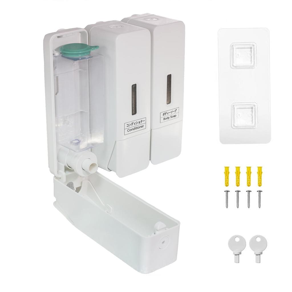 Mythtrail Shampoo Dispenser Triple 340ml Large Capacity Dispenser Shampoo Easy To Press Shampoo Bottle Stylish Soap Dispenser Wall Mounted Refillable