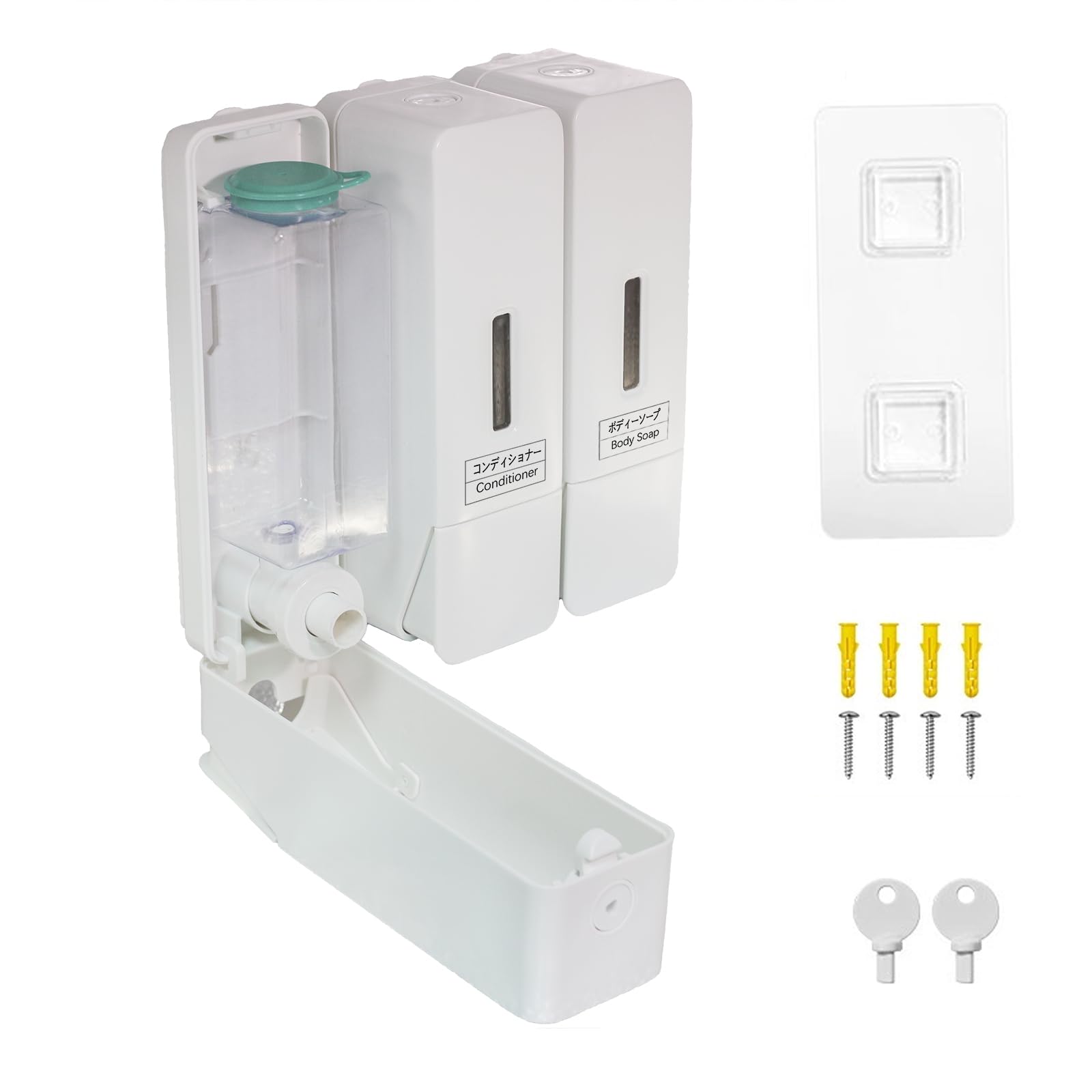 

Дозатор для шампуня Mythtrail Тройной 340 мл Большой емкости Дозатор Шампунь Легко нажимать Бутылка для шампуня Стильный дозатор для мыла Настенный Многоразовый белый