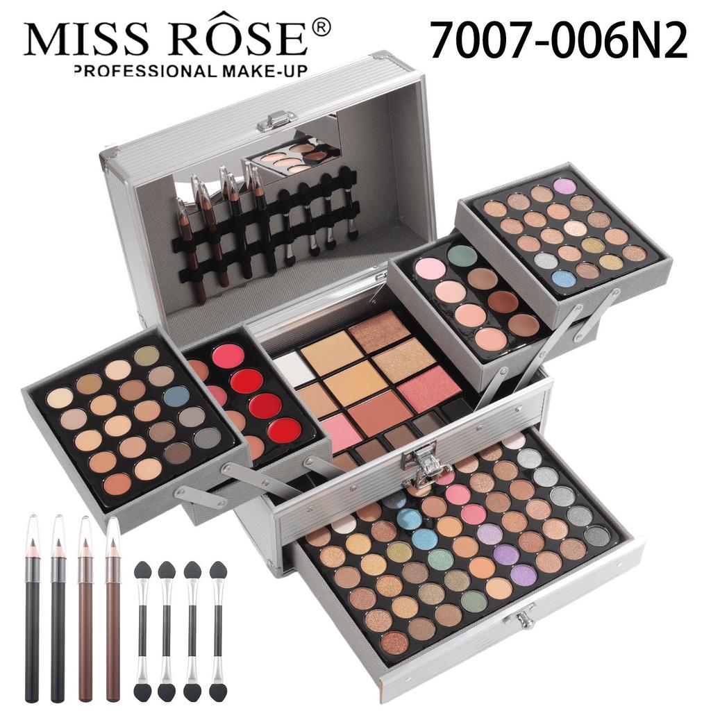 Set Paletă Machiaj MISSROSE: Fard de ochi, Luciu de buze, Ruj, Fard de obraz, Corector, Illuminator și Pudră.