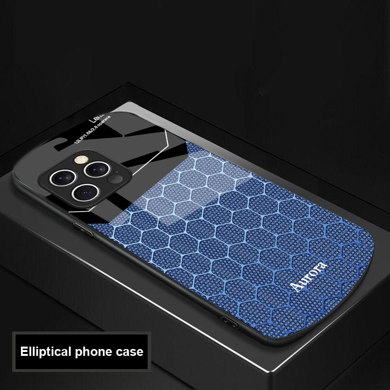 Hexagonal Grid Of Applesr For IPhone 16 Pro Max 15 Pro 14 13 12 Mini 11 XS Max XR 7 8 Plu SE 2022 Elliptical Glass Phone Case