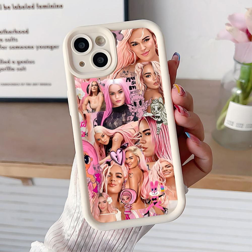Karol G Latino Mobile Cell Phone Case for iPhone 17 16 15 14 13 12 11 Air Pro Max Plus Thicken TPU Colorful Cover Cover Pretty
