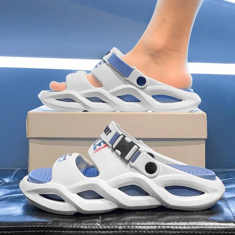 Summer Men Slippers Non-Slip Mens Sandals Outdoor Beach Shoes Soft Casual Shoes Platform House Indoor Shower Bathroom Slippers