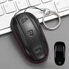 Genuine Leather Car Key Fob Case Cover Bag Keychain For Tesla Model X 2016-2020