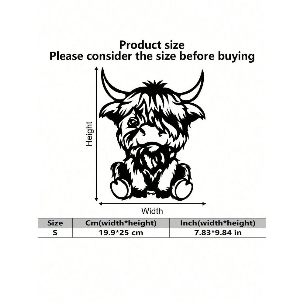 Metal Wall Art Highland Cow Sculpture Rustic Home Decor Gift for Farmhouse Office Living Room Birthday