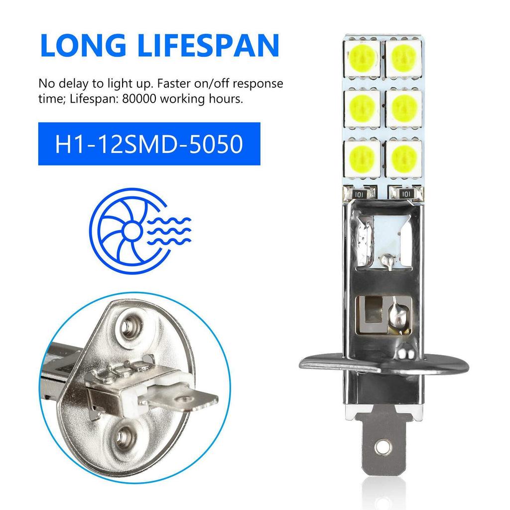 4 Pieces, H1 6000K Super White, 80W LED Headlight Bulb Kit, Fog Driving Lights
