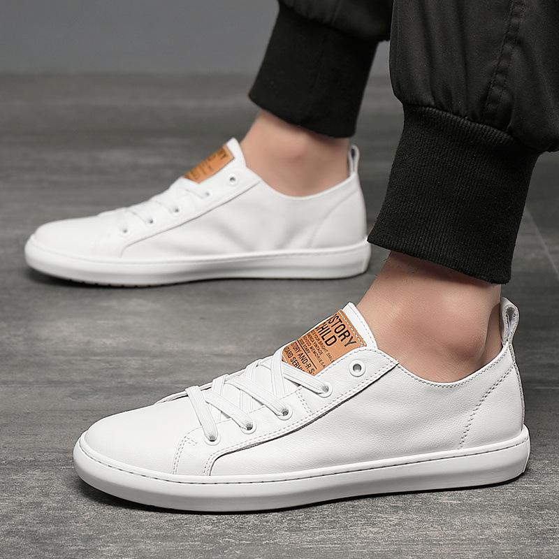 Men's shoes cowhide little white shoes men's spring and summer new soft cowhide soft sole soft surface versatile men's sports and leisure board shoes