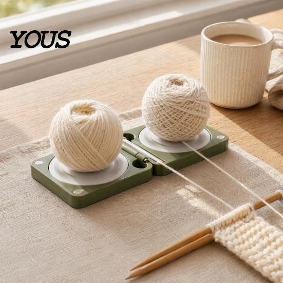 Zusammenklappbarer Garnständer Tragbarer Halter für Häkeln & Stricken, Rotierender Faltbarer Doppelwickler Spinner Leichte Organizer Box Anfänger,