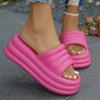 Pink Chunky Platform Slippers Women Summer Thick Bottom Wedge Heels Sandals for Woman Non Slip Outdoor Flip Flops