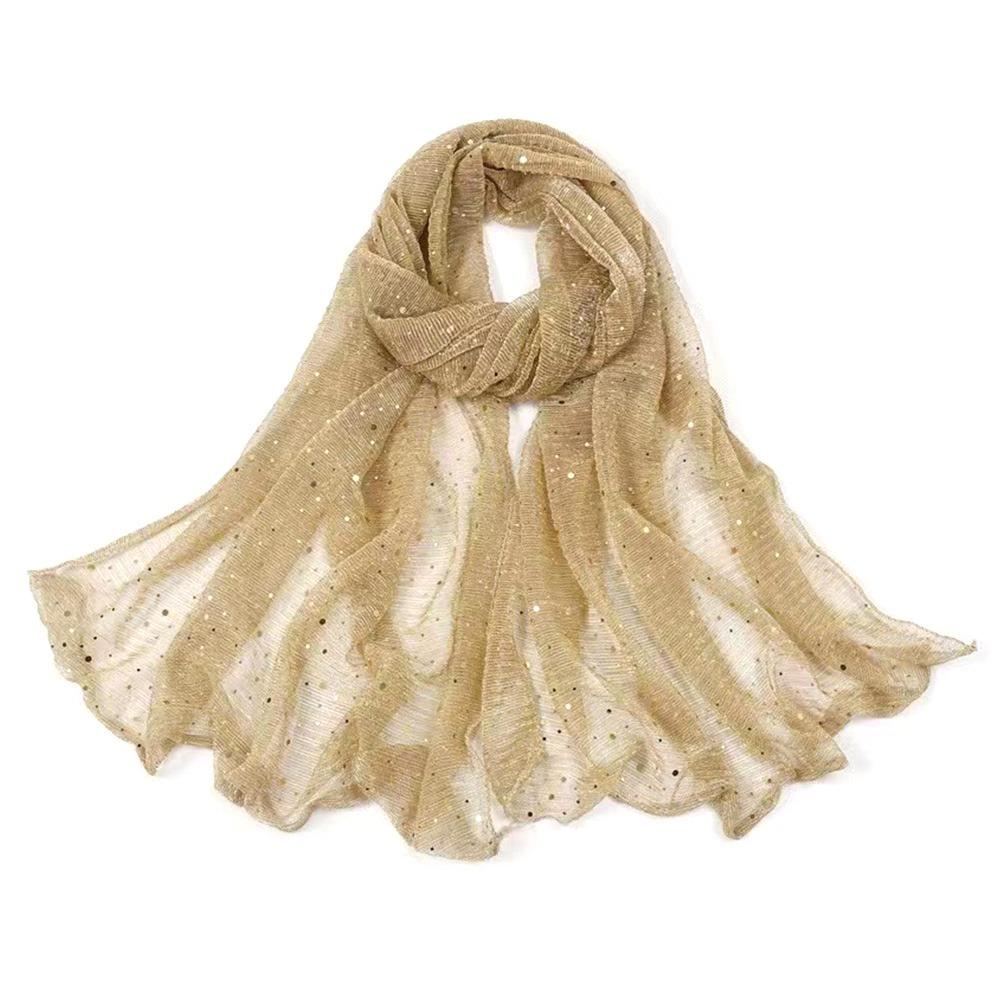 Thin Transparent Sequin Scarf Breathable Hijab Elegant Hijab Shawl for Women
