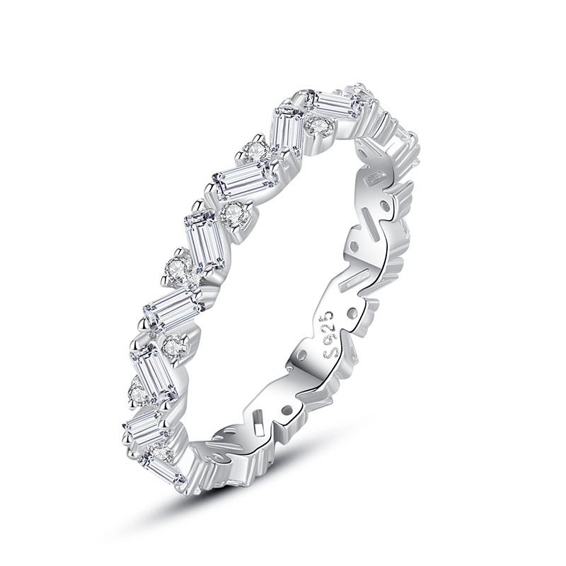 Tancise Classic 925 Sterling Silver  Zircon Ring Ladies Jewelry Wedding Promise Party Gift