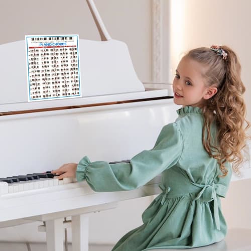 5-linjers pianoakkordark og akkordøvelsesdiagram, 88-tangenters pianofingersettingsdiagram for nybegynnere (s)