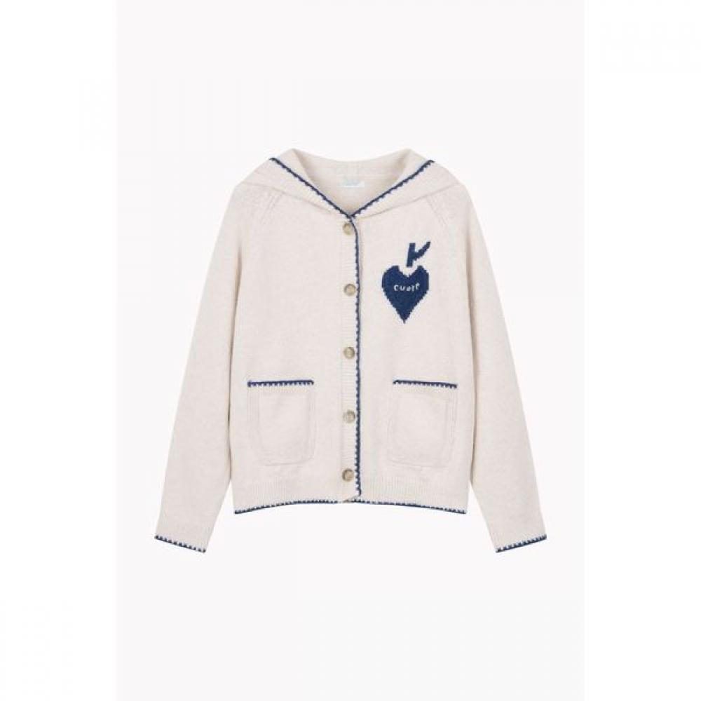 Benetton Heart Apple Point Hooded Cardigan Bakcf1611