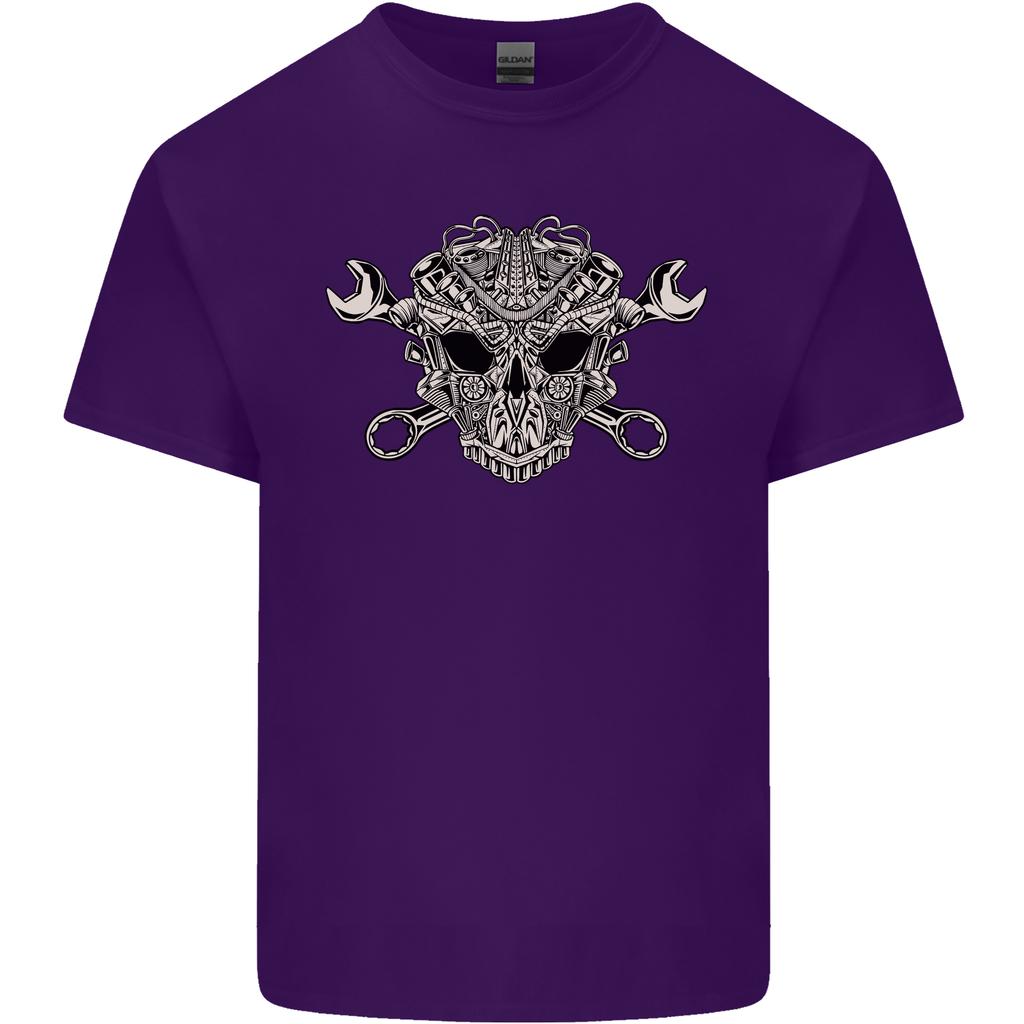 Engine Skull Mechanic Car Biker Motorbike Unisexs Light Cotton TShirt