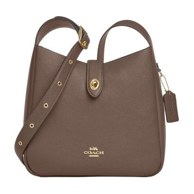 Sac à Bandoulière Hadley 25 Logo Métallique Cuir Granulé Moyen pour Femme Marron Foncé