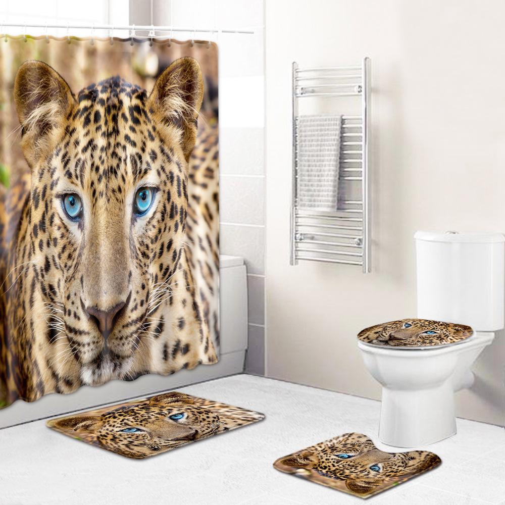 Colored Animals Elephant Lion Horse Bathroom Non-Slip Floor Mat Shower Curtain Carpet Personality Cool