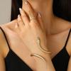 2-teiliges kreatives Metall-Durchbruch-Blatt-Armreif- & Ring-Set für Damen