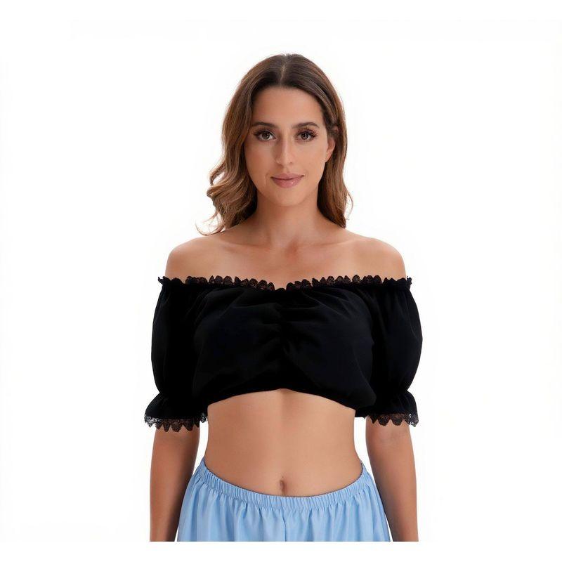 Amazon Foreign Trade European and American Black and White Short-Sleeve Shirt for Women, Munich Oktoberfest Short-Sleeve Shirt