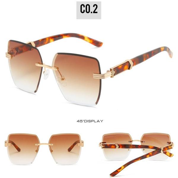 Oversized Rimless Sunglasses for Women Geometric Diamond Cutting Gradient Lens UV Protection Fashion Shades Trendy