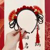 Tassel Chinese New Year Headwear Flower Red Bow Hairband Lovely Hanfu Hair Sticks  Children