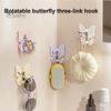 Corner Storage Hooks Rotating Butterfly Adhesive Wall Hooks, 3-Prong No-Drill Swivel Hangers, with Flexible Adjustable Angle Space-Saving Hook,