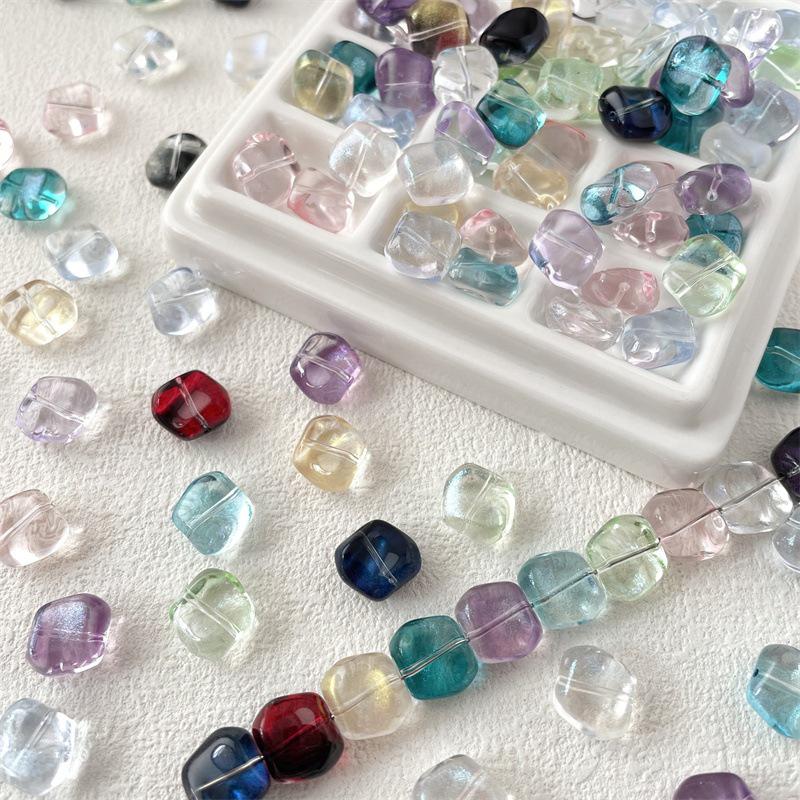 20Pcs  Irregular Square Shape  Glass Loose Beads Charms For Jewelry Making Diy Bracelet Earrings Accessories