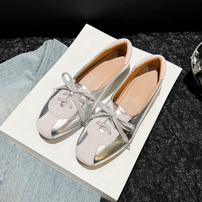 Fashion 2024 Autumn New Fashion Women's Comfortable Bow Lace Casual Non-Slip Solid Color Flat Shoes