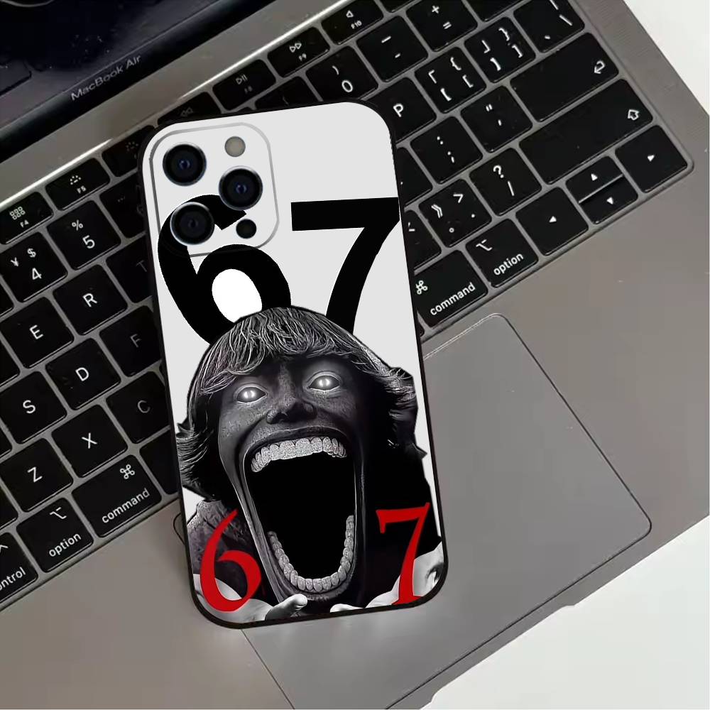 Six Seven 67 Phone Case For iPhone 17,16,15,14,13,12,11 Plus,Pro Max,XS,Soft Silicone Black Cover