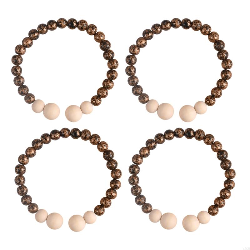 Curtain Tiebacks Bead Set of 4 Flexible No Drilling Drapery Holdbacks for Living Room Bedroom Window Decors Y5GB