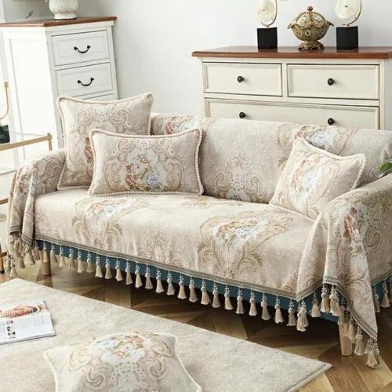 

Полотенце для дивана с цветочным узором из европейского жаккарда, плотная синель, чехол для дивана с кисточками, все включено, 1, 2, 3, 4 места 190x230cm