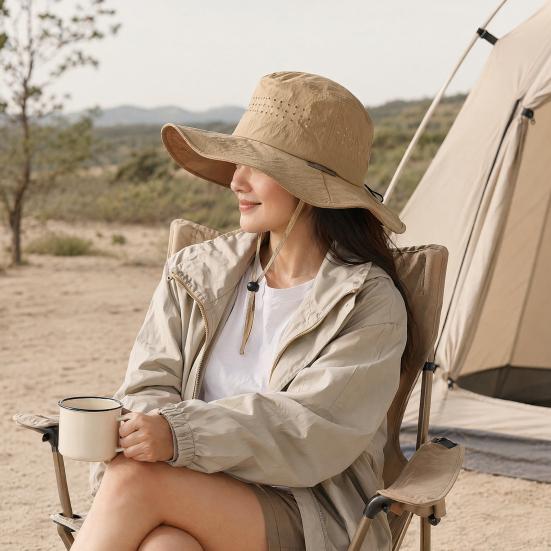 Summer Fisherman Hat, Breathable Mesh Big Brim Quick-Drying Sun Hat, Sweat-resistant Bucket Hat for Hiking Camping Fishing Outdoor Use
