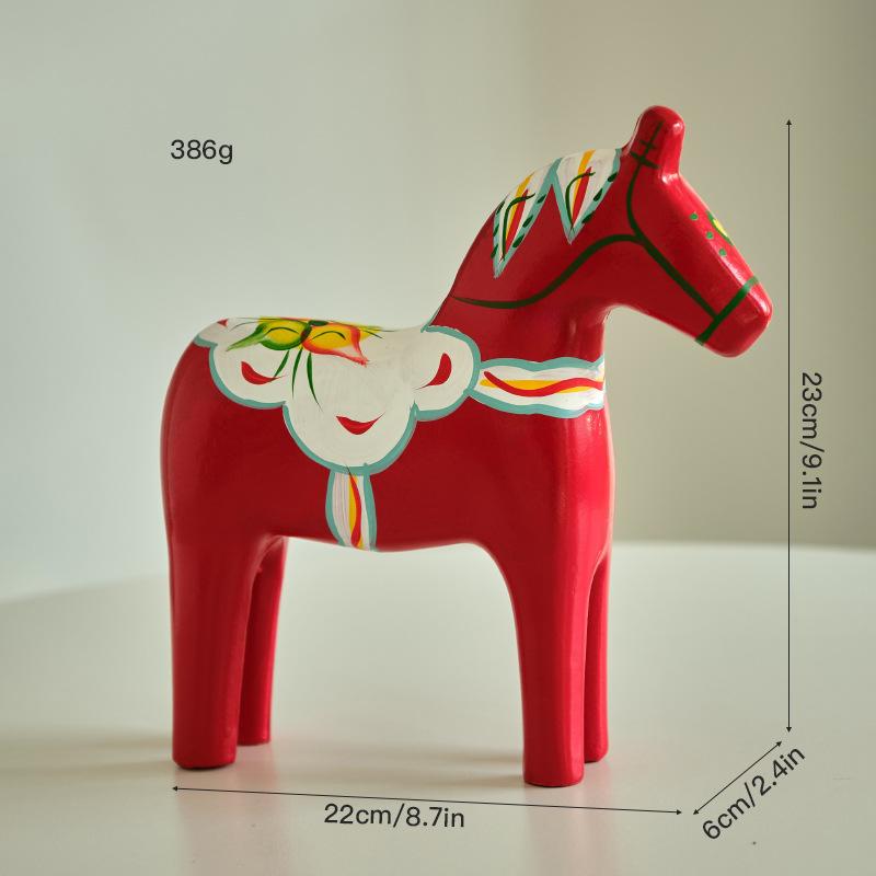 (PH)1/2PCS Dalecarlian Horse Ornament Novelty Traditional Home Decoration Collection Souvenir Memento Swedish Dala Horse Statue