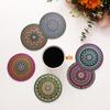 Holz 6-teiliges Sonnenblumen-Mandala-Untersetzer-Set mit Aufbewahrungsständer - Hitzebeständig