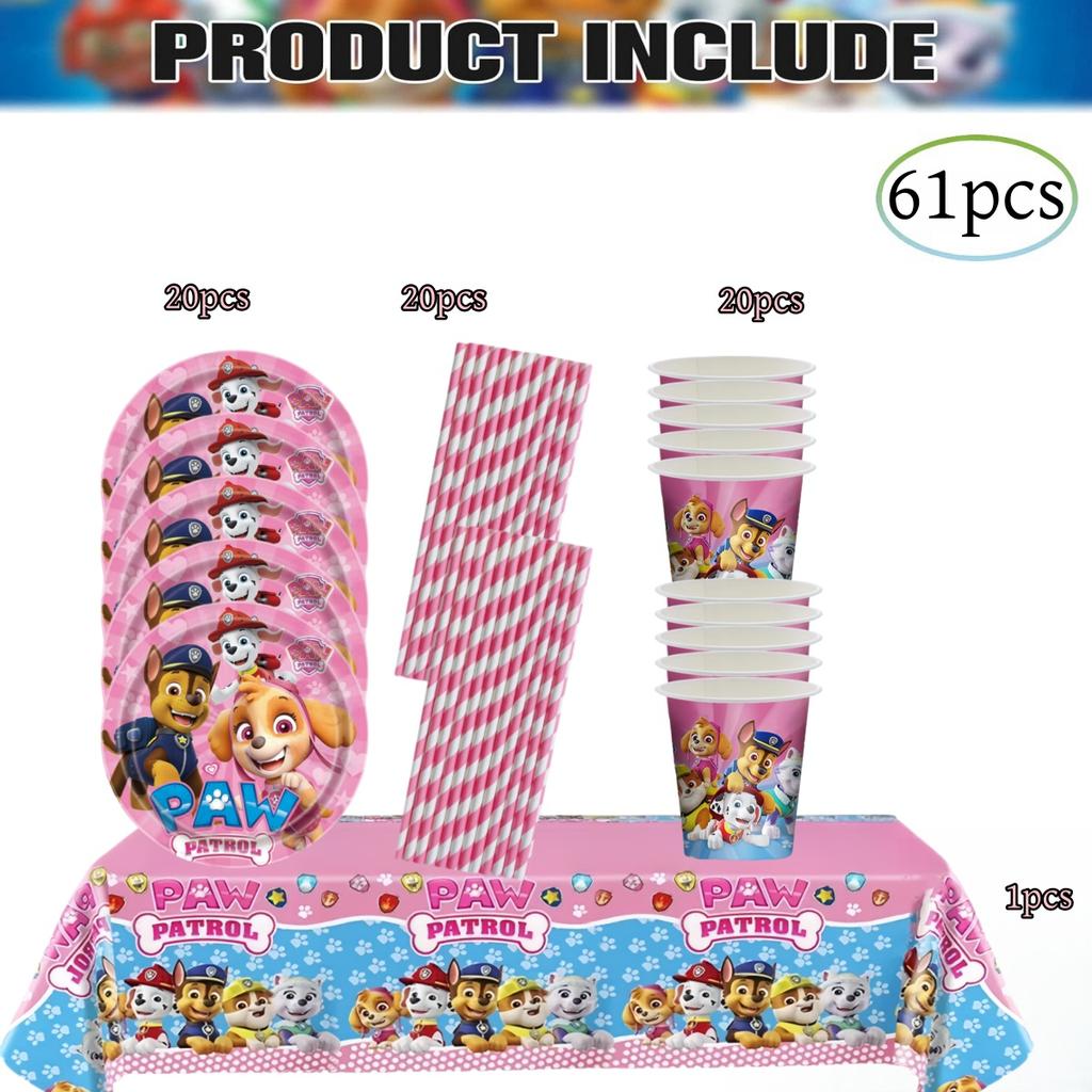 PAW Patrol Doğum Günü Süslemeleri Skye Tek Kullanımlık Sofra Takımı Seti Köpek Masa Örtüsü Tabak Hediye Çantası Bebek Partisi Çocuk Hediyesi Parti Malzemeleri