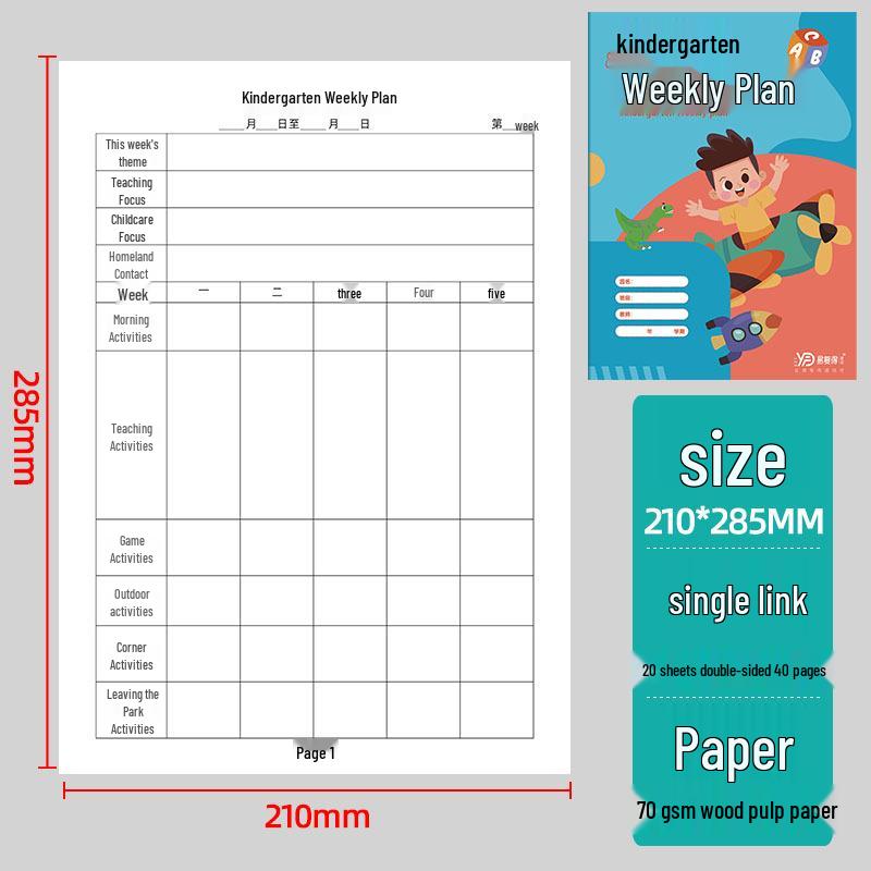 Customizable Teacher s Kindergarten Weekly Planning & Activity Notebook