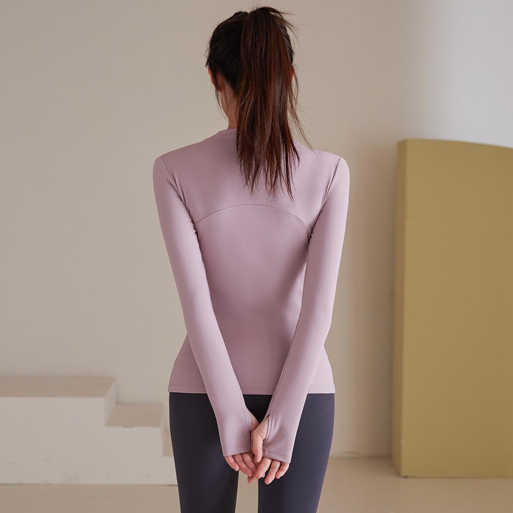 Nude Feel Fitness Wear: Slim-Fit Long-Sleeve Yoga Jacket with Zipper Pocket