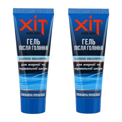 Aftershave Gel HIT for Men with Eucalyptus Oil for Normal and Oily Skin - (2 or 6) Pieces ( 70 + 70 G ) In Pack