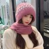 Winter Thermal Balaclava Neck Warmer Knitted Hat Neck Scarf Cap Beanie Hat Scarf