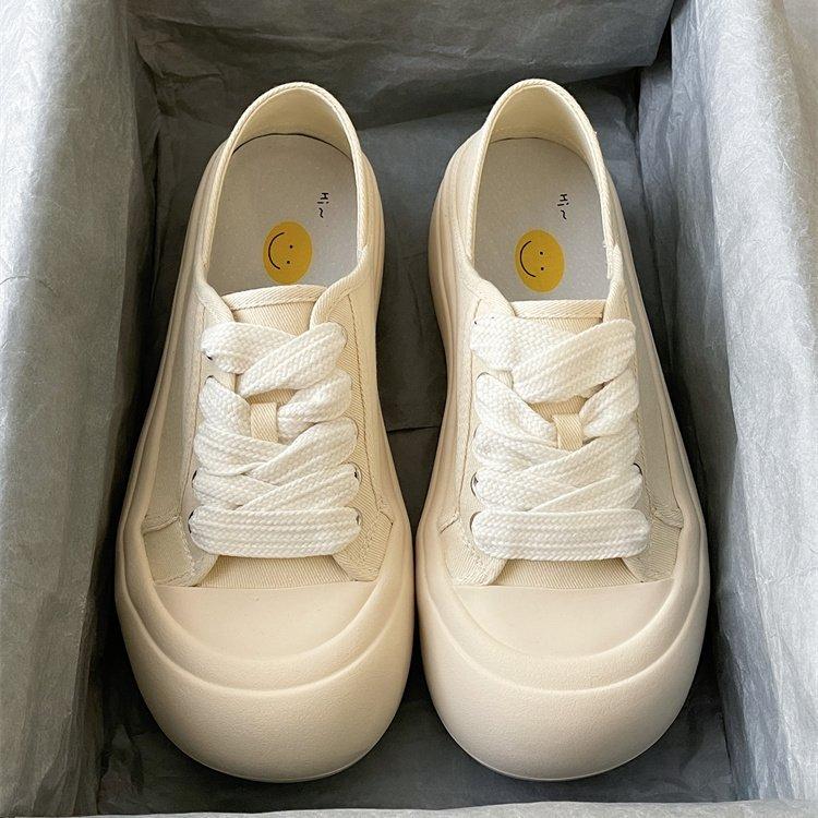 Frühling und Sommer neue hässliche süße große Kopf Brot Schuhe zwei Tragevarianten Canvas Schuhe dicke Sohle