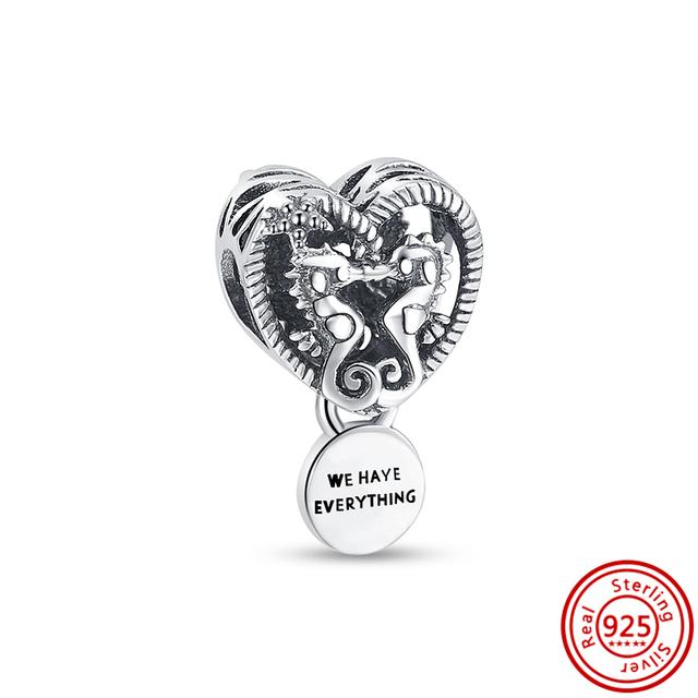 Νέα 925 Silver Heart ψηλοτάκουνα Animal Pavé Beads Fit Charm βραχιόλι Γυναικεία μόδα κοσμήματα