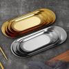 ZISIZ Polished Stainless Steel Oval Serving Tray with 3 Compartments