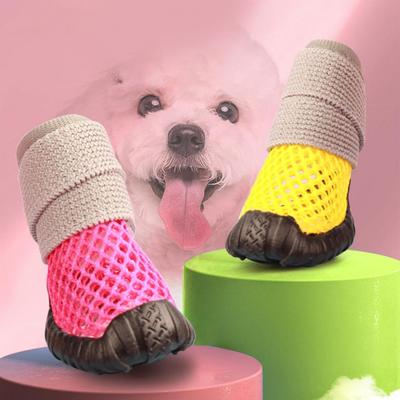 4 Stück Niedliche Haustier Pfotenschützer Atmungsaktiv Wasserdicht Mehrzweck Sommer Welpe Hund Teddy Schuhe