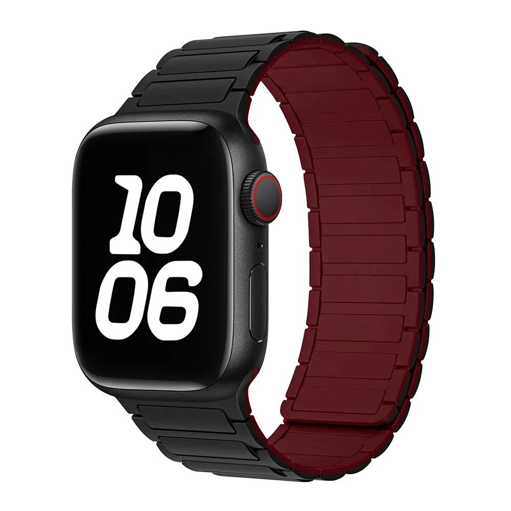 Magnetic Sports Band for Apple Watch Ultra 2 49mm 46mm 45mm 44mm 42mm 38 40 41mm Silicone Strap for IWatch Series 10 9 8 7 6 5 4