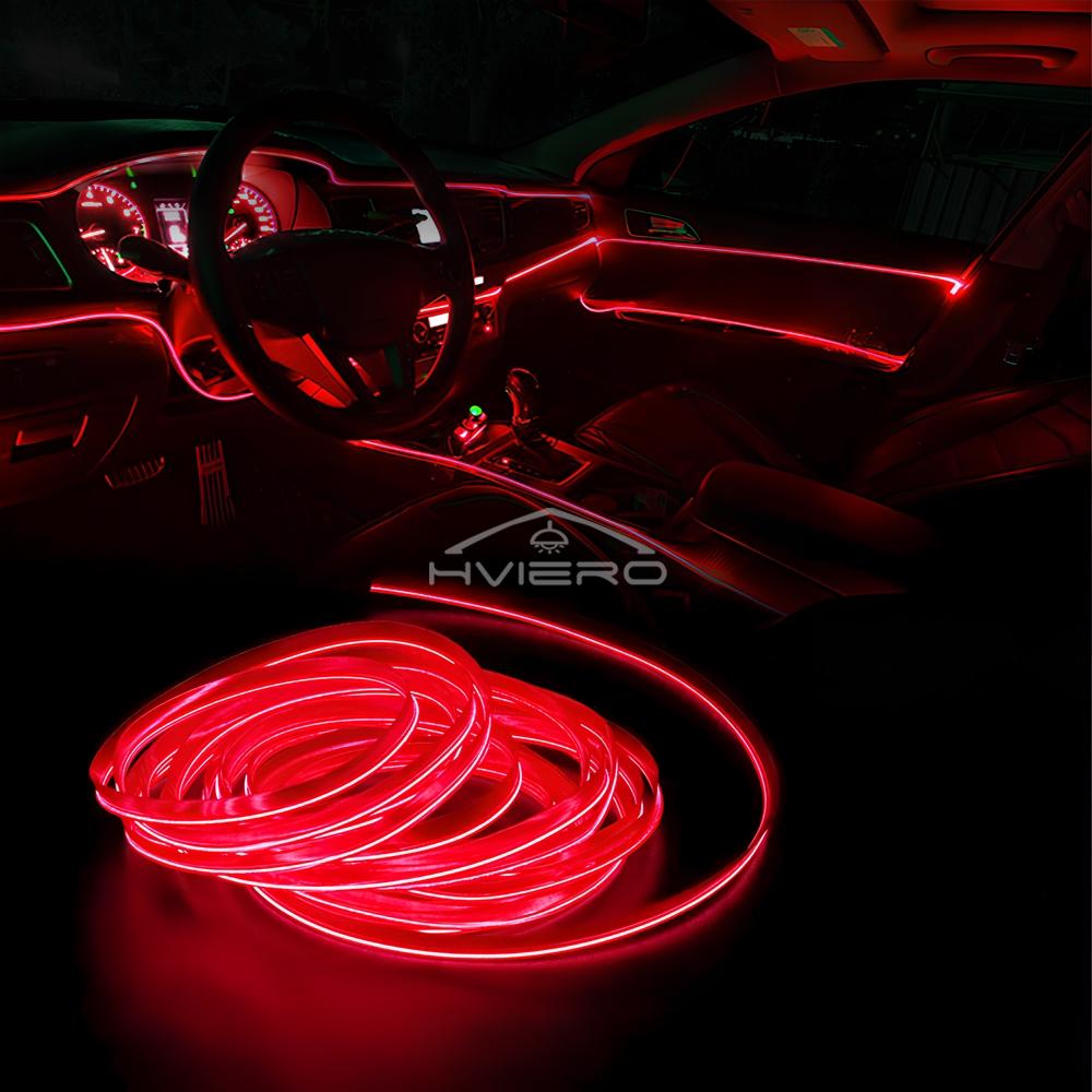 1M/2M/3M/5M Cars Interior Lighting LED Strip Decoration Garland Wire Rope Tube Line Flexible Neon Lights Bar USB Drive Dome Lights 6
