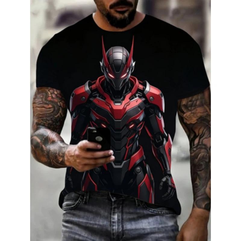 

Large Size Unisex 3D Printed Shirt - Black and Red Anime Warrior Design 6XL