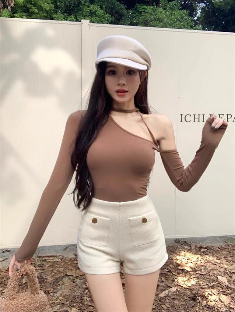 Women's Temperament White Tweed High Waist Wide Leg Pants - Petite Slimming Bootcut for Autumn/Winter