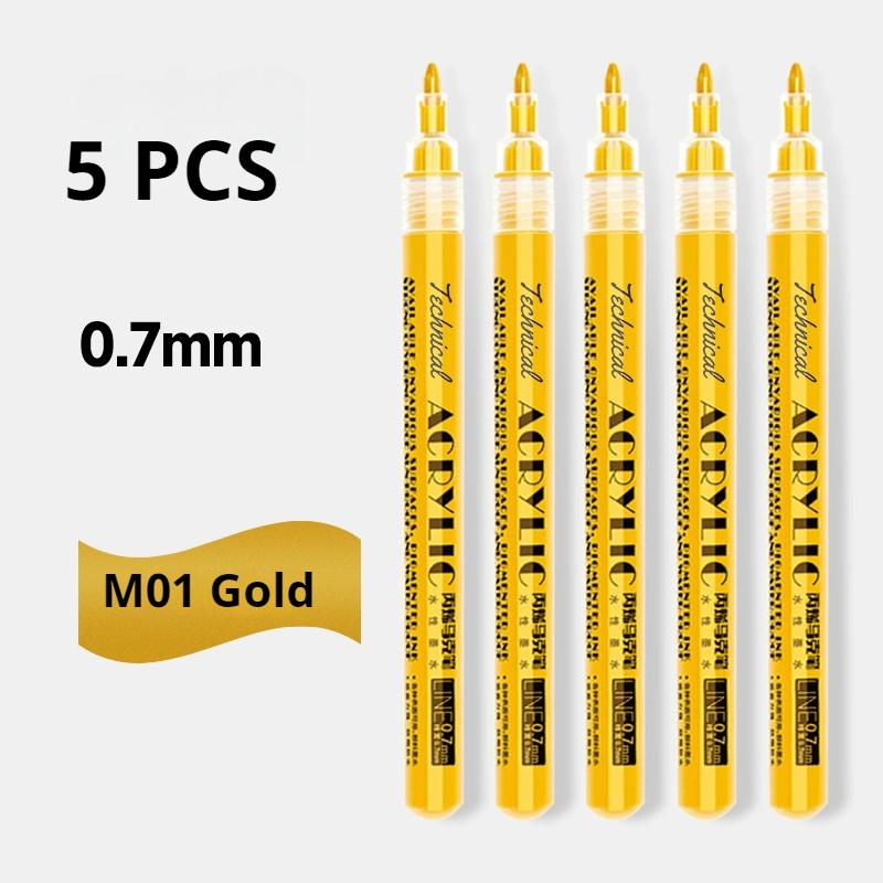 Metallic Marker Pen 0.7/1.0 mm Extra Fine Acrylic Gold Silver Color Pen Back to School Supplies Highlighter Marker DIY Painting
