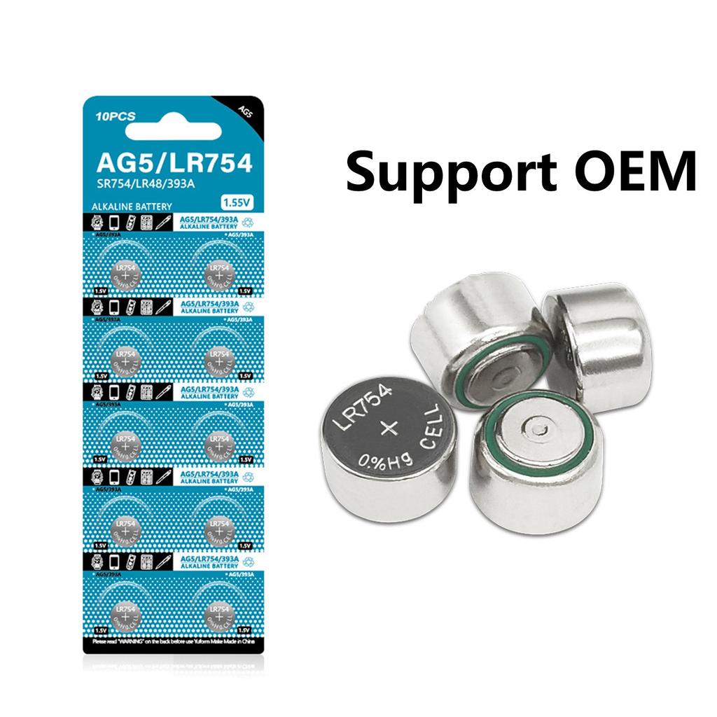 10Pcs AG5 Button Batteries LR754 193 SR754 546 RW28 939A LR48 D309 For Watch Electronic Remote Toys Clock Calculator