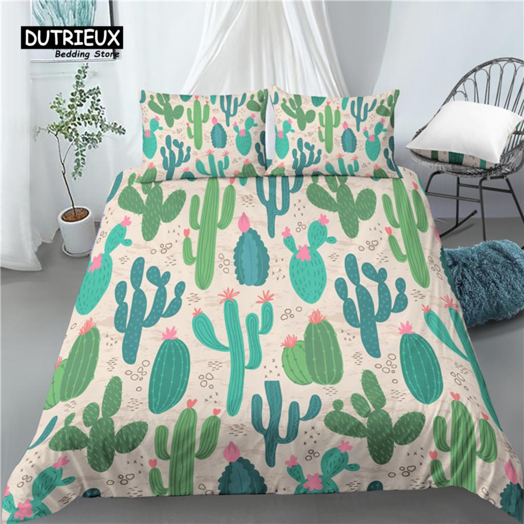 Home Living Luxury 3D Cactus Print 2/3Pcs Soft Duvet Cover And Pillowcase Kids Bedding Sets Queen And King Eu/Us/Au Size