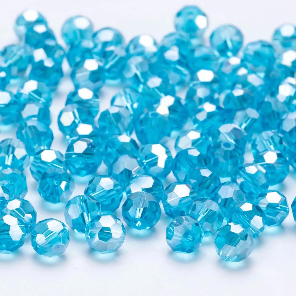 3 4 6 8mm AB color Round Crystal Beads Faceted Transparent Glass Bead Loose Spacer Bead for Jewerly Making DIY Bracelet Necklace